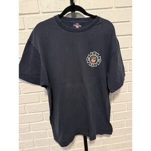 FDNY Fire Department New York Fire Zone T-Shirt XL Lee Premium Jersey Navy